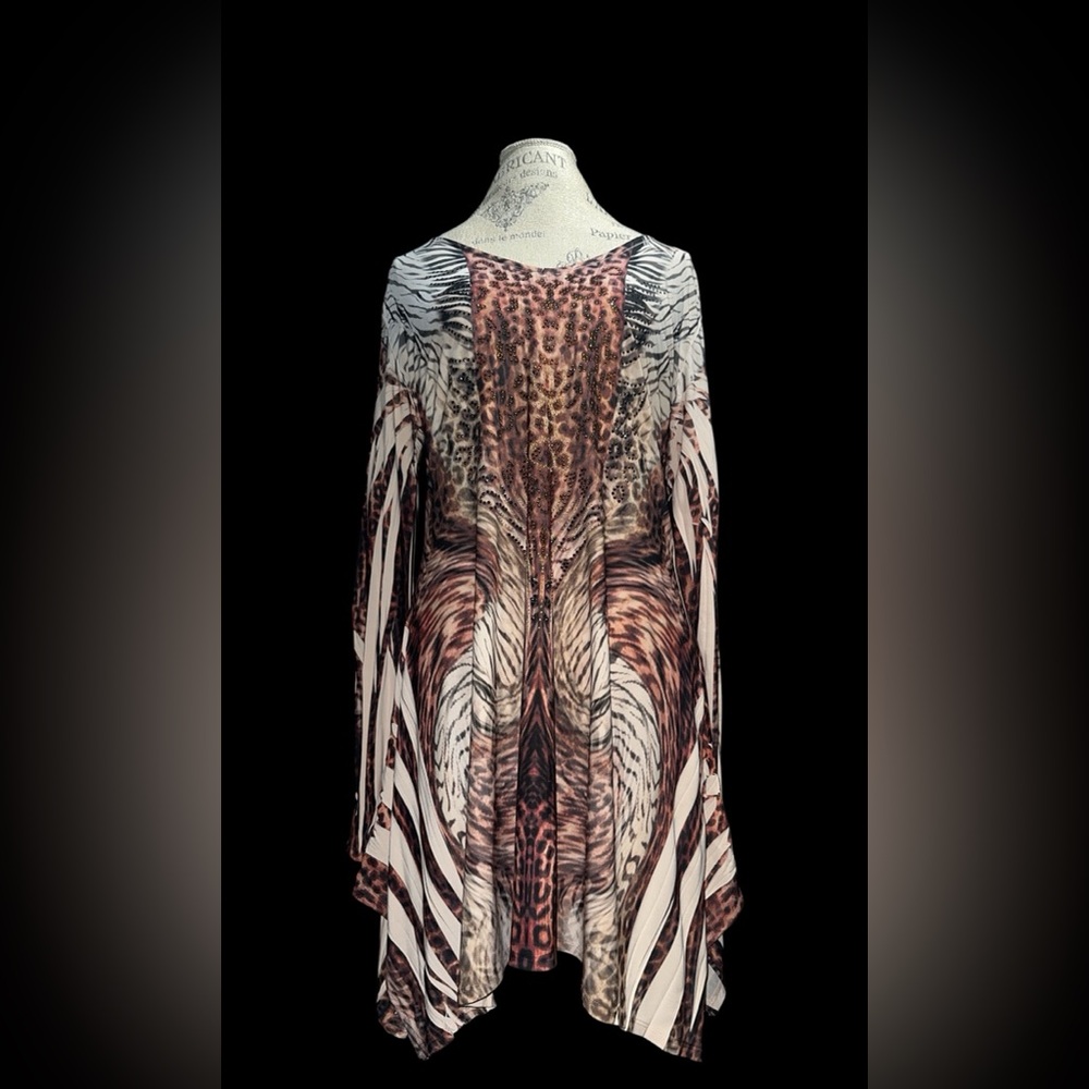 Animal Print Midi Dress in Brown and Cream